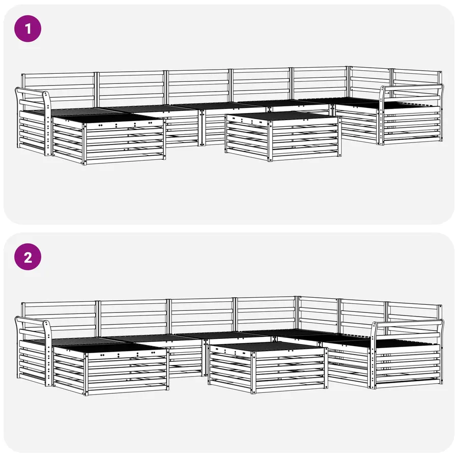 Ensemble de canapés d'extérieur 8 pcs Naturel - 8