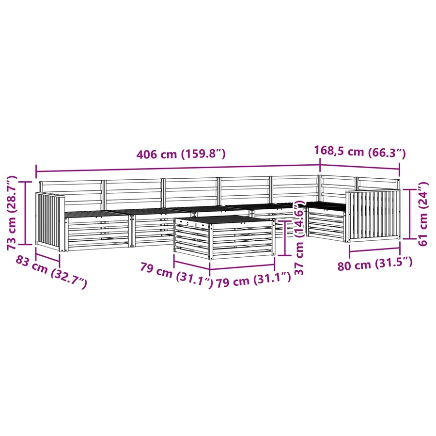 Ensemble de canapés d'extérieur 7 pcs Naturel - 11