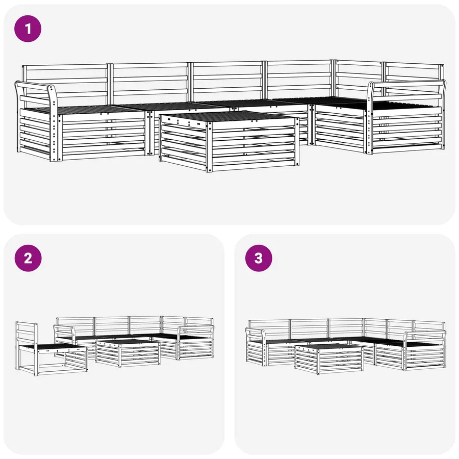 Ensemble de canapés d'extérieur 6 pcs Naturel - 9