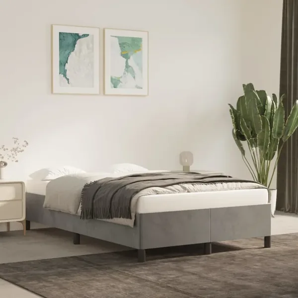 Cadre de lit sans matelas gris clair 120x200 cm velours