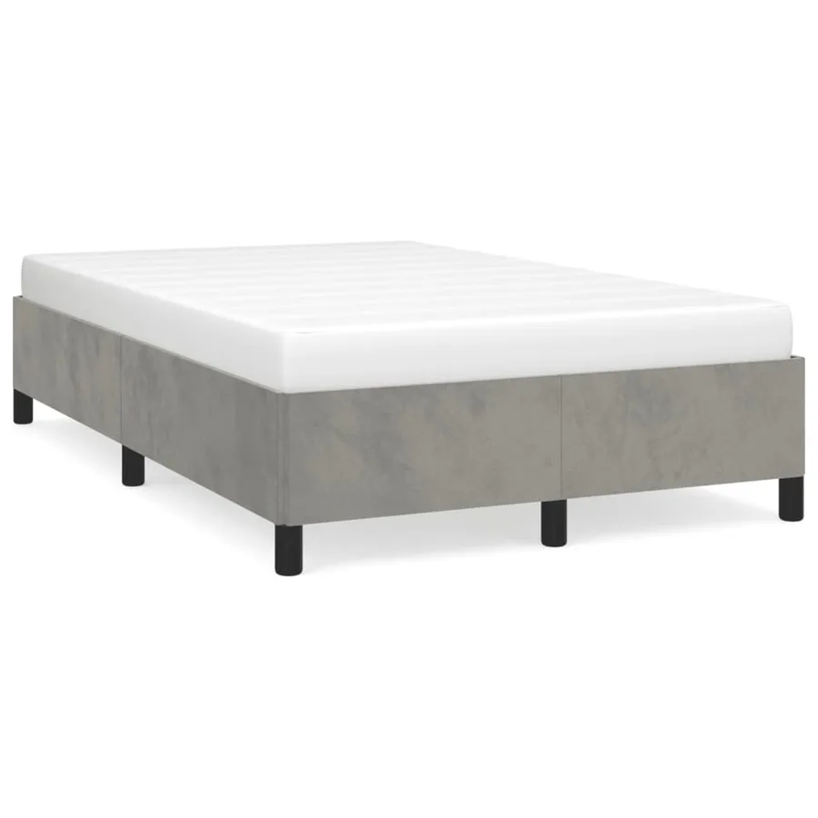 Cadre de lit sans matelas gris clair 120x200 cm velours - 2