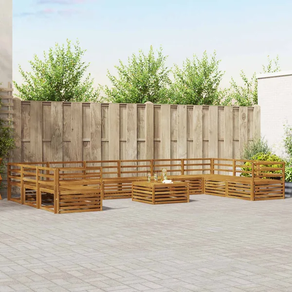 Ensembles de canapés 11 pcs Naturel Bois d'Acacia Massif