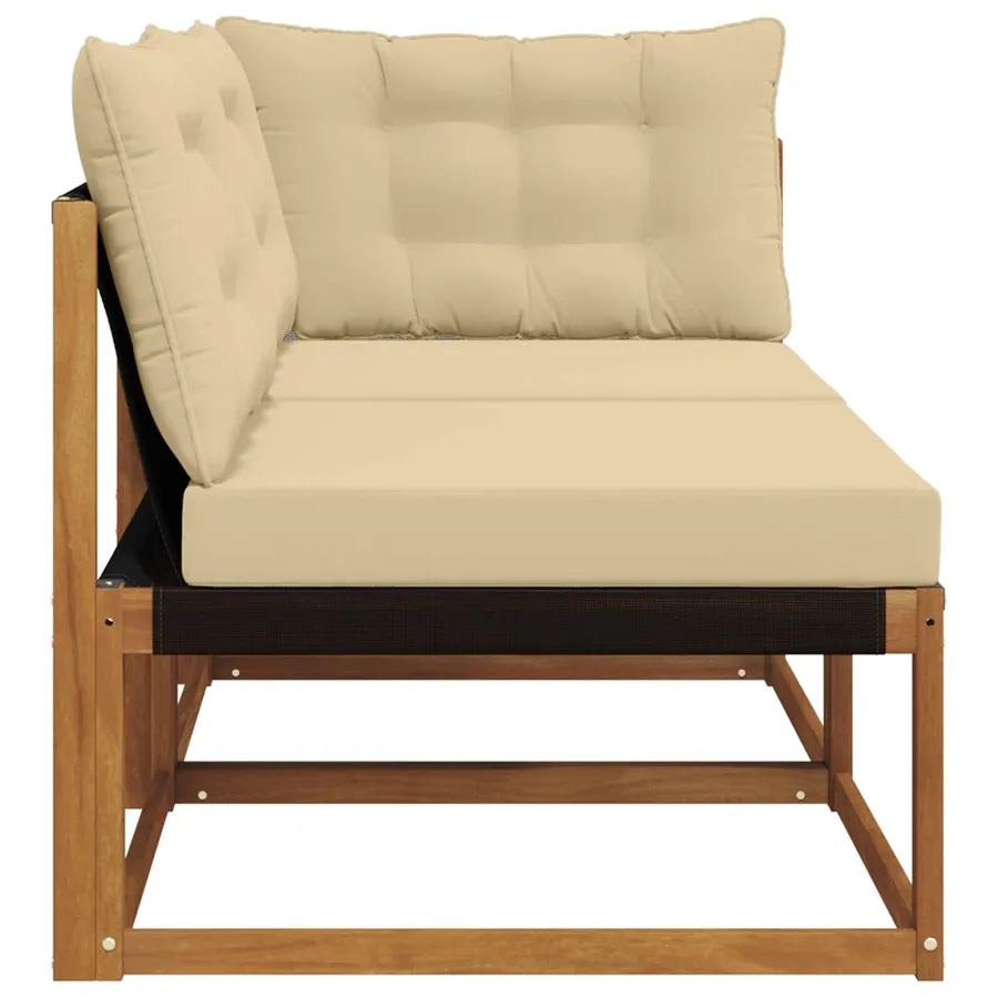 Canapé d’extérieur milieu et coin avec coussin 7 Pièce Naturel - 6