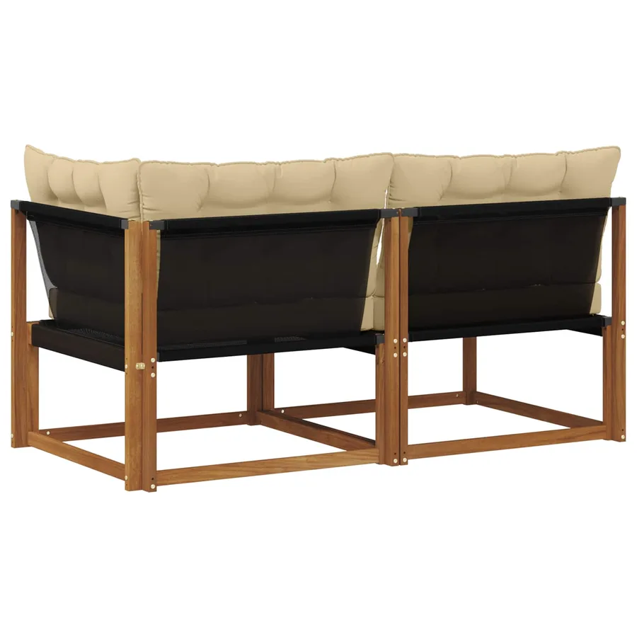 Canapé d’extérieur milieu et coin avec coussin 7 Pièce Naturel - 7