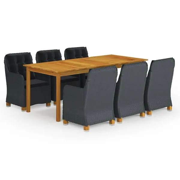 Ensemble à manger de jardin 7 pcs Gris foncé