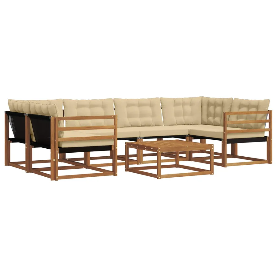 Ensemble de canapés d'extérieur 7 pcs Naturel et Beige - 2