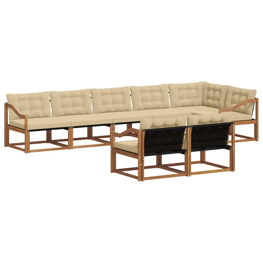 Ensemble de canapés d'extérieur 8 pcs Naturel et Beige - 2