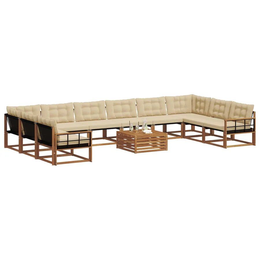 Ensemble de canapés d'extérieur 11 pcs Naturel et Beige - 3
