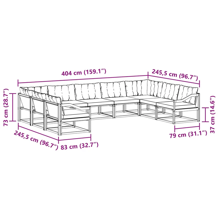 Ensemble de canapés d'extérieur 9 pcs Naturel et Beige - 12