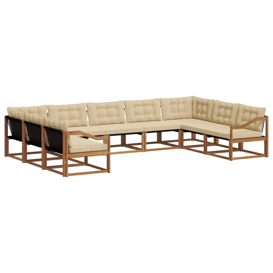 Ensemble de canapés d'extérieur 9 pcs Naturel et Beige - 2