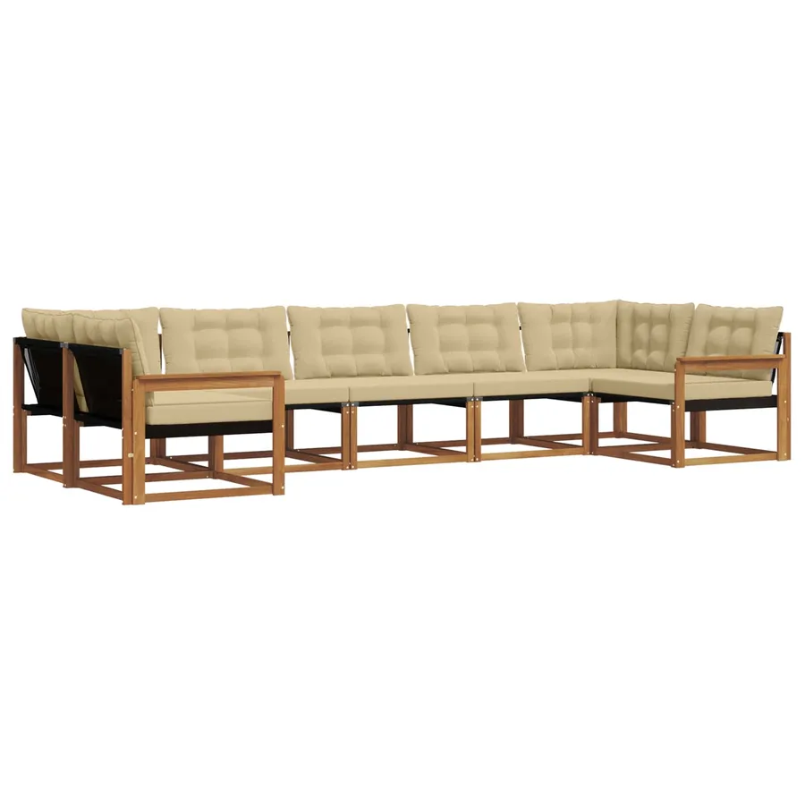 Ensemble de canapés d'extérieur 7 pcs Naturel et Beige - 2