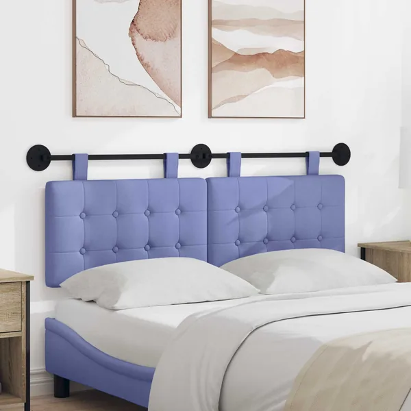 Tête de lit suspendue Bleu denim Tissu