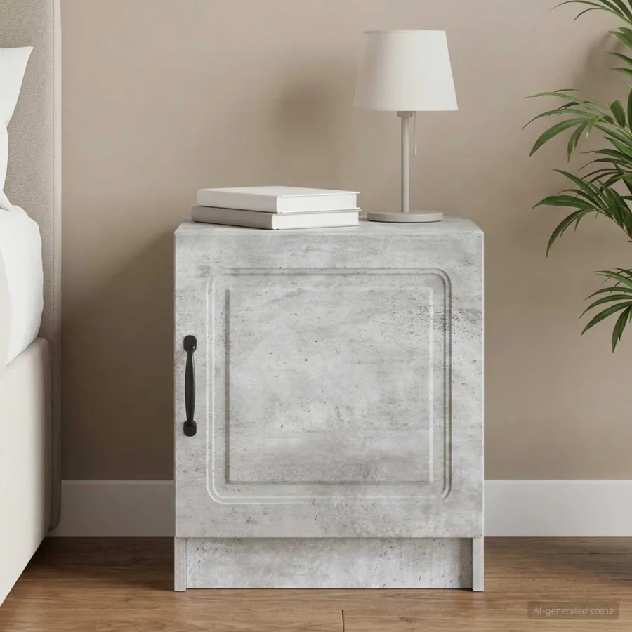 Cabinet de chevet Gris béton 43 x 34,5 x 47 cm