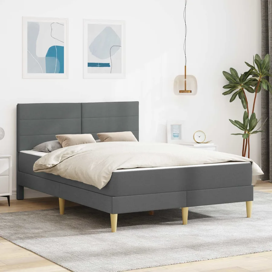 Cadre de lit Gris foncé 120 x 190 cm Polyester
