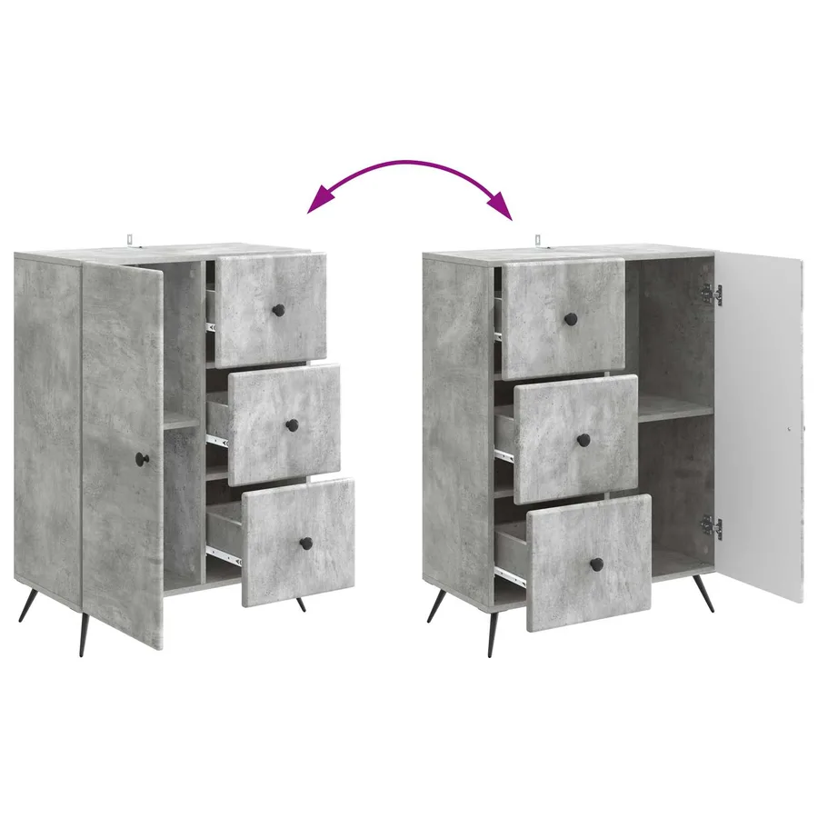 Buffet Gris béton 66 x 34,5 x 90 cm Bois d'ingénierie - 8