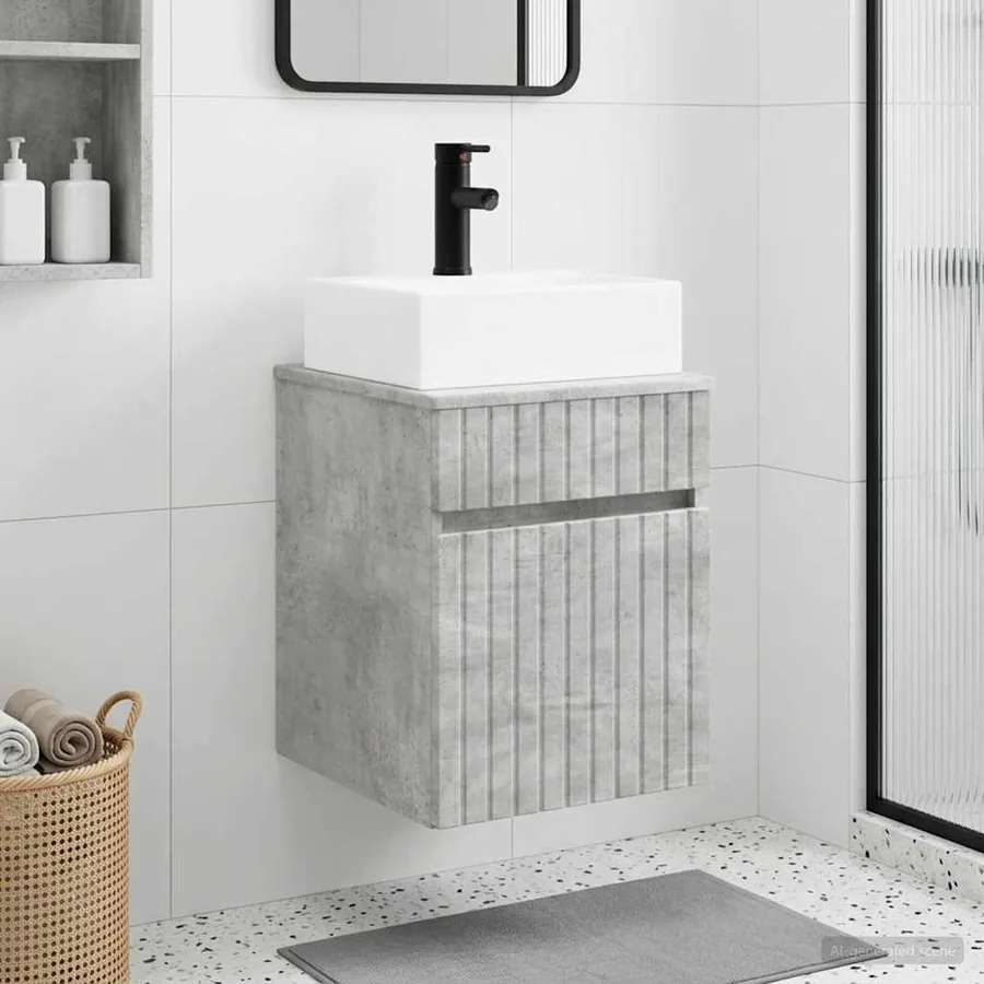 Meuble-sèche avec évier mural Gris béton 39 x 41 x 62,5 cm
