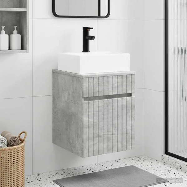 Meuble-sèche avec évier mural Gris béton 39 x 41 x 62,5 cm