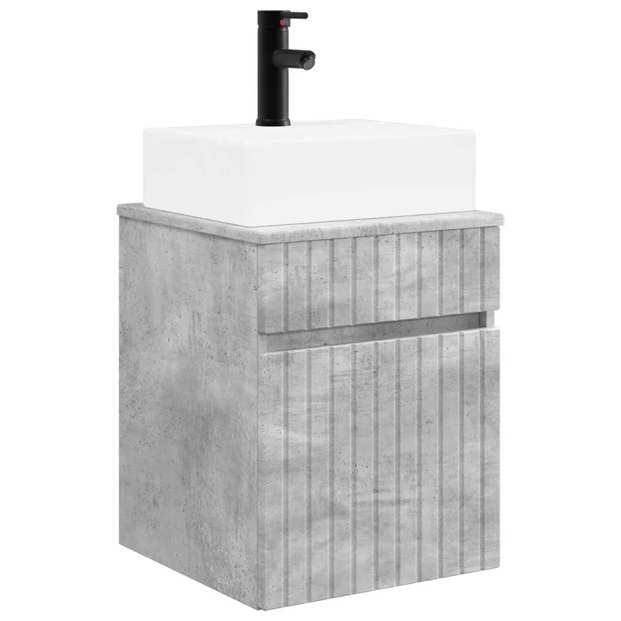 Meuble-sèche avec évier mural Gris béton 39 x 41 x 62,5 cm - 2