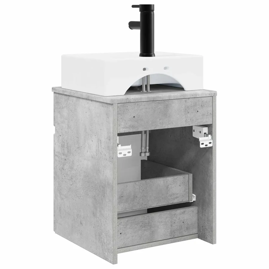 Meuble-sèche avec évier mural Gris béton 39 x 41 x 62,5 cm - 4