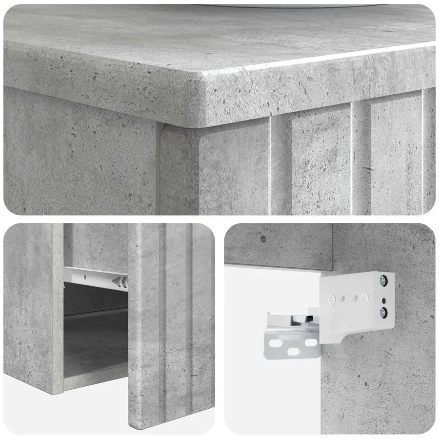 Meuble-sèche avec évier mural Gris béton 39 x 41 x 62,5 cm - 5