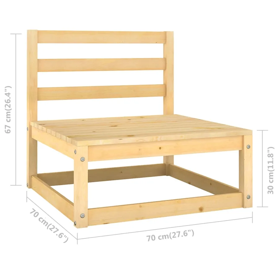 Salon de jardin 8 pcs avec coussins Bois de pin massif - 10