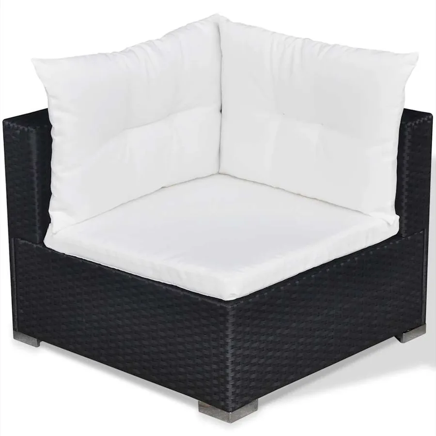 Salon de jardin 6 pcs avec coussins Résine tressée Noir - 6
