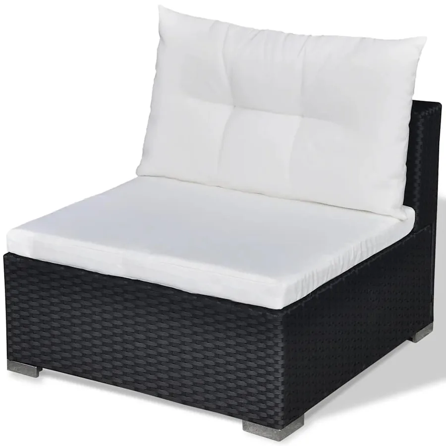 Salon de jardin 6 pcs avec coussins Résine tressée Noir - 7
