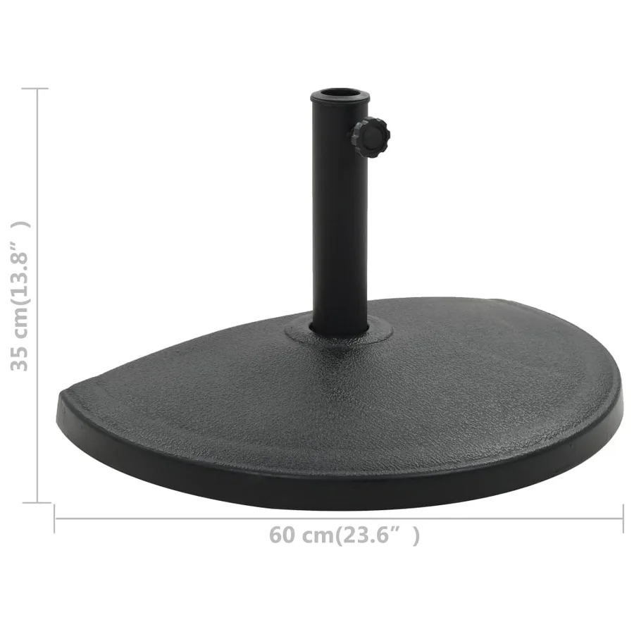 Socle demi-rond de parasol Polyrésine 15 kg Noir - 6
