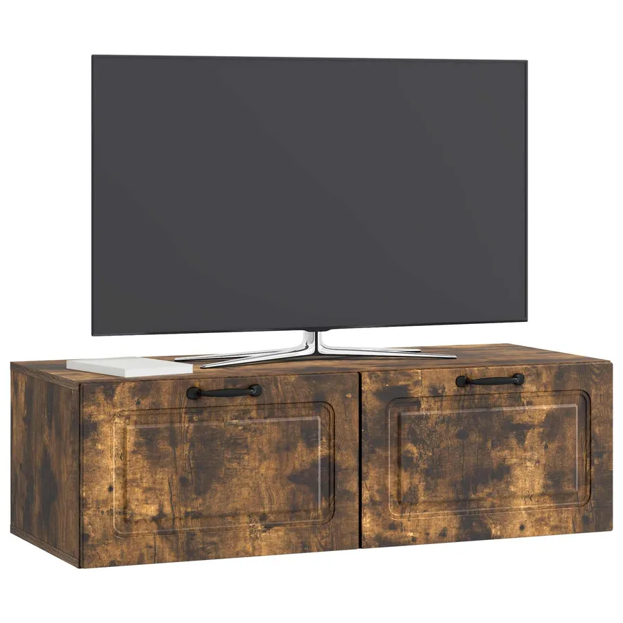Meuble TV mural Chêne fumé 98 x 41 x 30 cm Bois d'ingénierie - 3