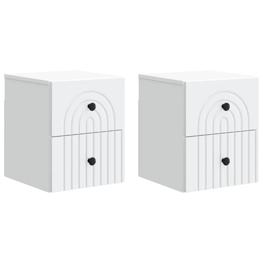 Cabinet de chevet mural 2 pcs Blanc 33 x 34,5 x 40 cm - 2