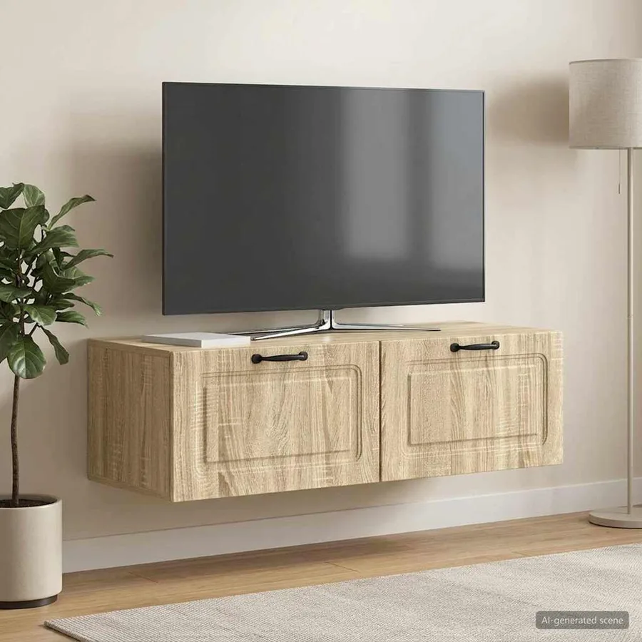 Meuble TV mural Chêne Sonoma 98 x 41 x 30 cm Bois d'ingénierie - 4