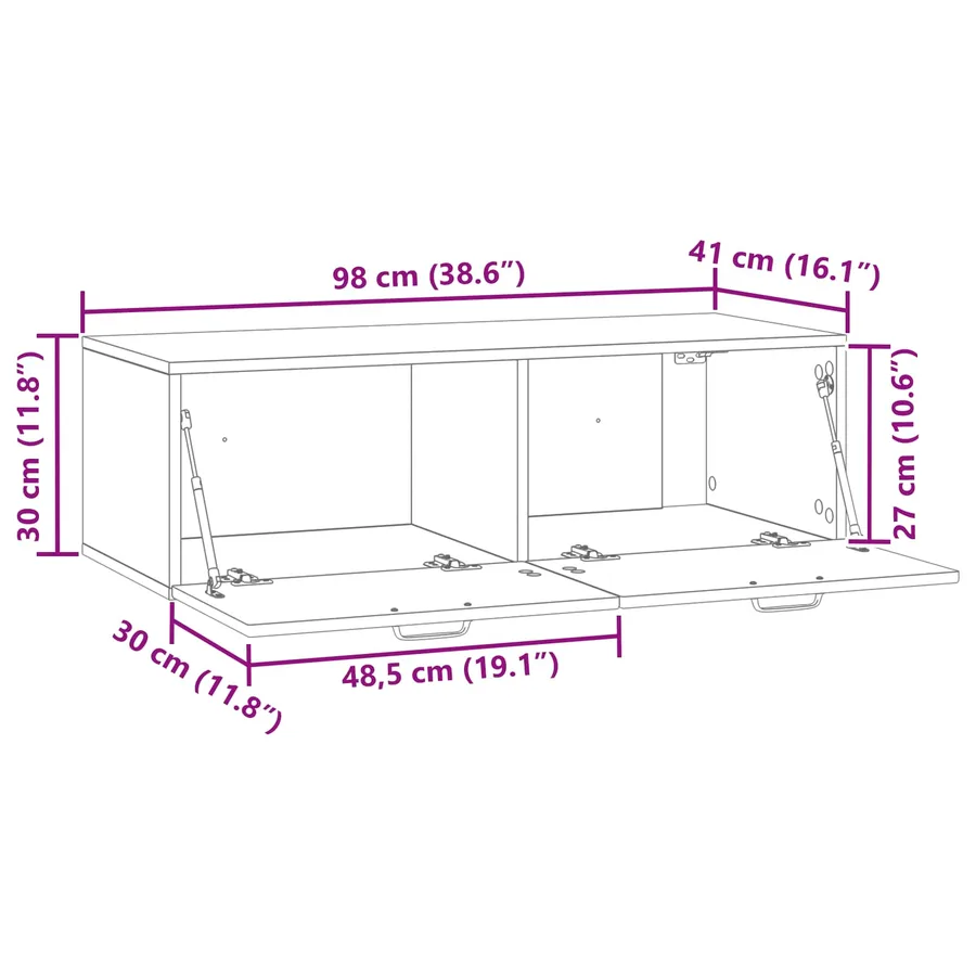 Meuble TV mural Blanc 98 x 41 x 30 cm Bois d'ingénierie - 10
