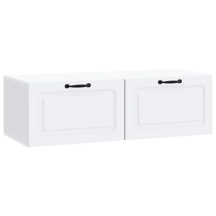 Meuble TV mural Blanc 98 x 41 x 30 cm Bois d'ingénierie - 2