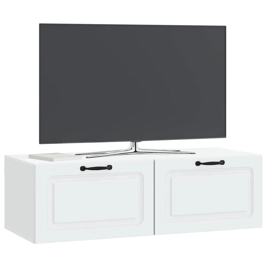Meuble TV mural Blanc 98 x 41 x 30 cm Bois d'ingénierie - 3