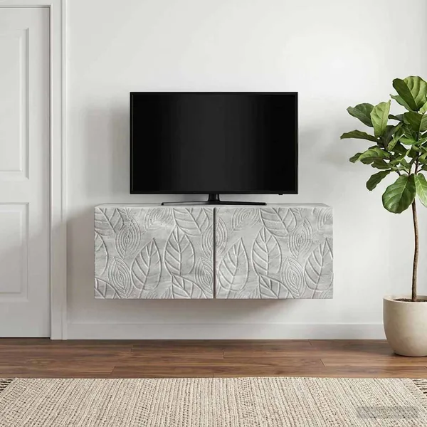 Meuble TV mural 98 x 41 x 30 cm Gris béton Bois d'ingénierie