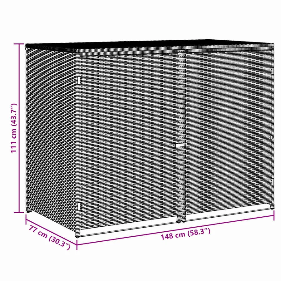 Abri de poubelle double Résine tressée Anthracite 148x77x111cm - 11