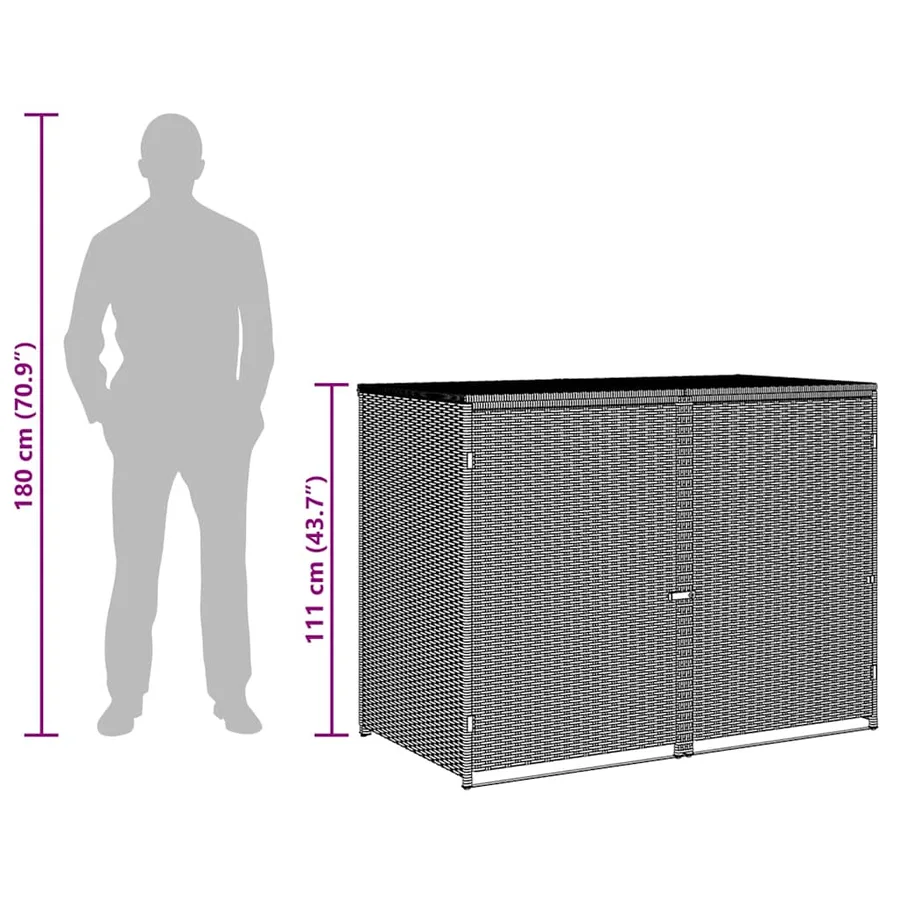 Abri de poubelle double Résine tressée Anthracite 148x77x111cm - 12