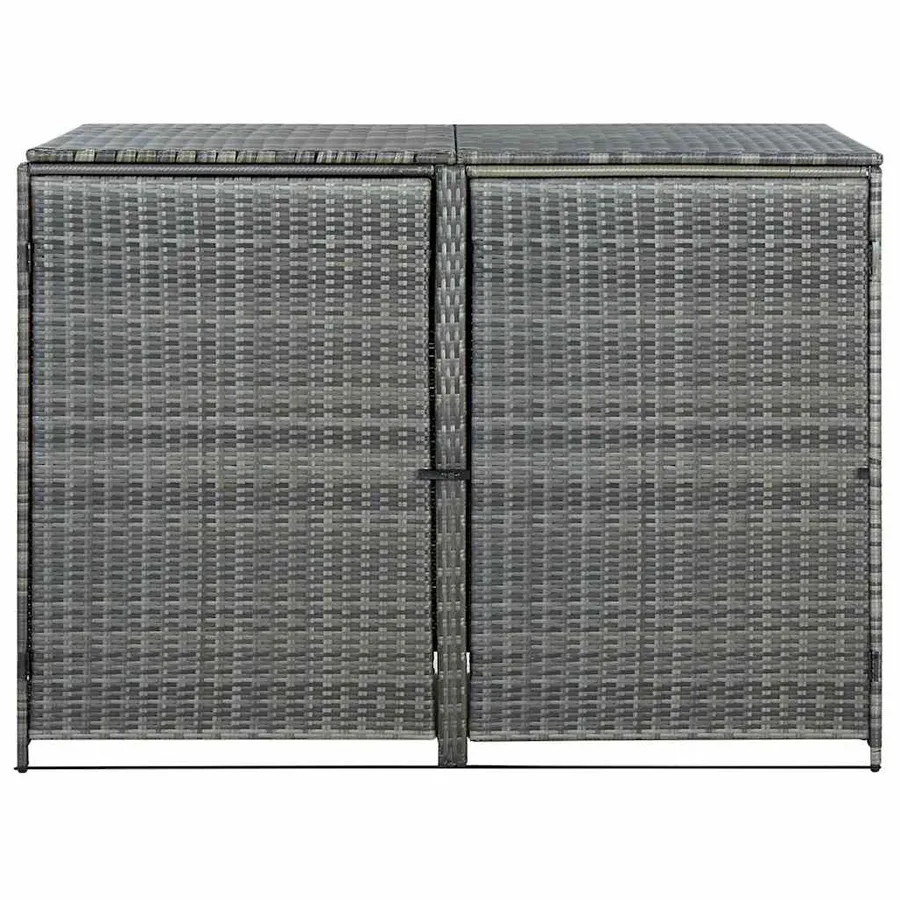 Abri de poubelle double Résine tressée Anthracite 148x77x111cm - 4