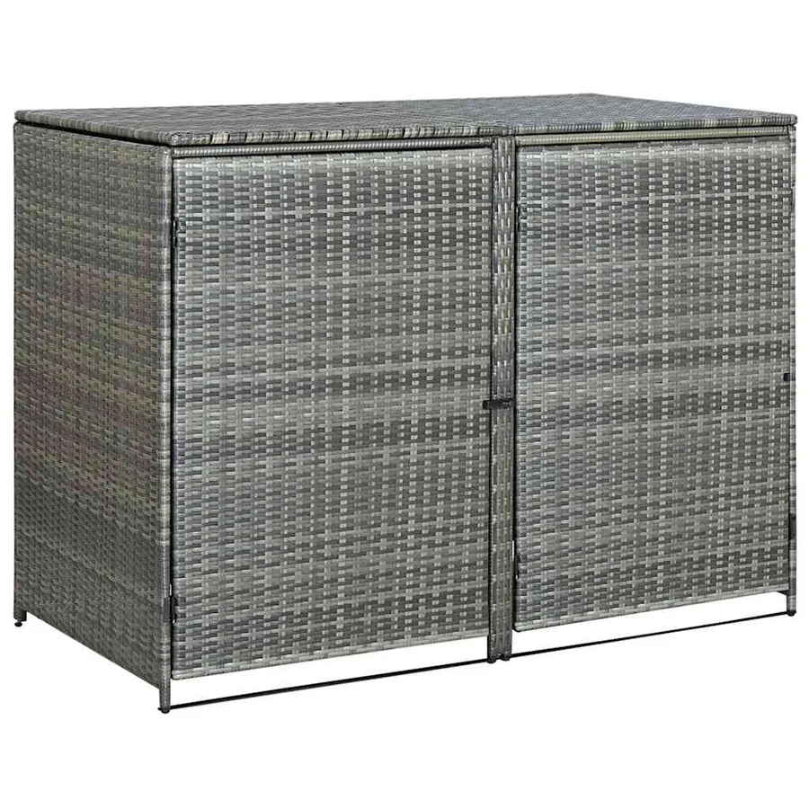 Abri de poubelle double Résine tressée Anthracite 148x77x111cm - 5