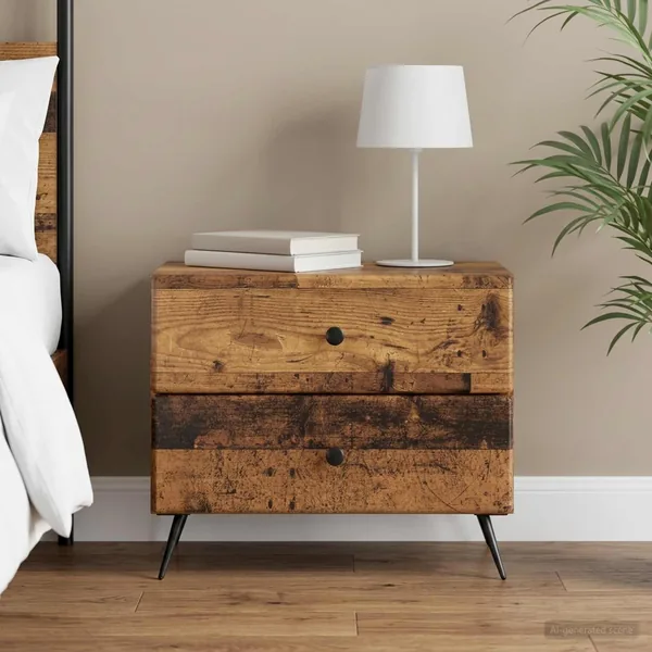 Cabinet de chevet avec tiroir Bois ancien 62 x 34,5 x 47,5 cm