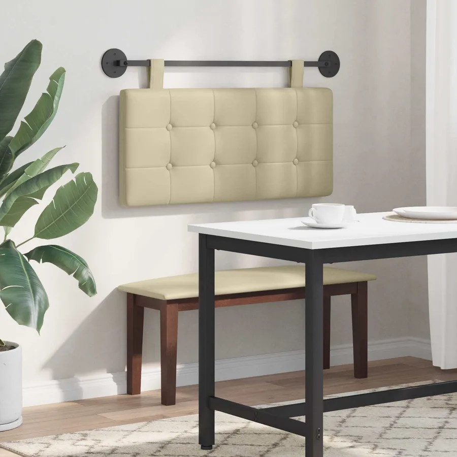 Tête de lit suspendue Crème Simili cuir - 4