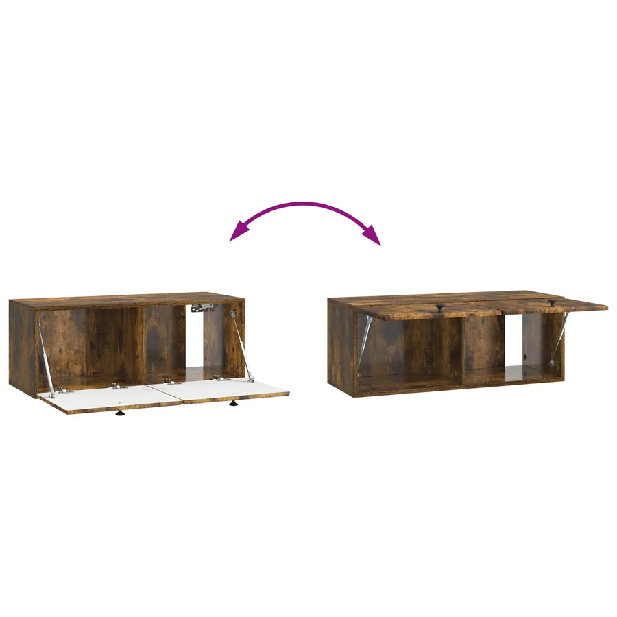Meuble TV mural 78,5 x 31 x 30 cm Chêne fumé Bois d'ingénierie - 10