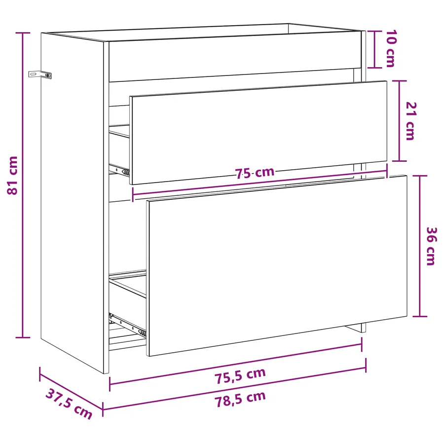 Meuble sous lavabo de salle de bain Blanc 78,5 x 37,5 x 81 cm - 8