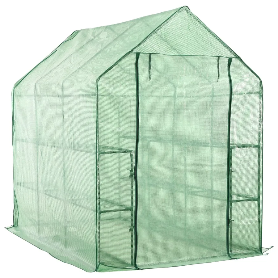 Walk-in greenhouse with 12 shelves steel 143x214x196 cm