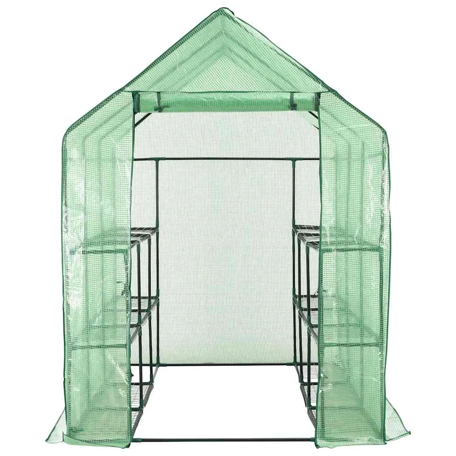 Walk-in greenhouse with 12 shelves steel 143x214x196 cm - 3