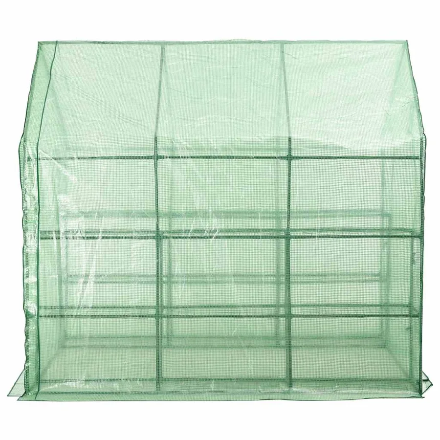 Serre de plain-pied avec 12 étagères Acier 143x214x196 cm - 4