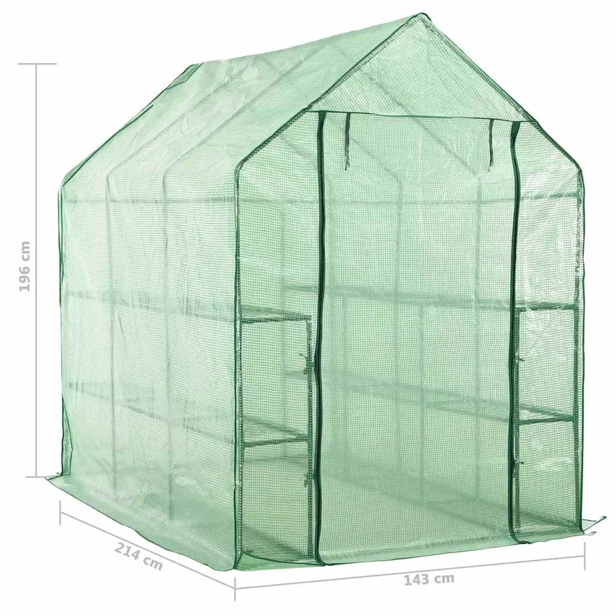 Walk-in greenhouse with 12 shelves steel 143x214x196 cm - 7