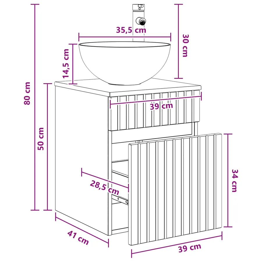 Meuble de lavabo mural Chêne Sonoma 39 x 41 x 64,5 cm - 9