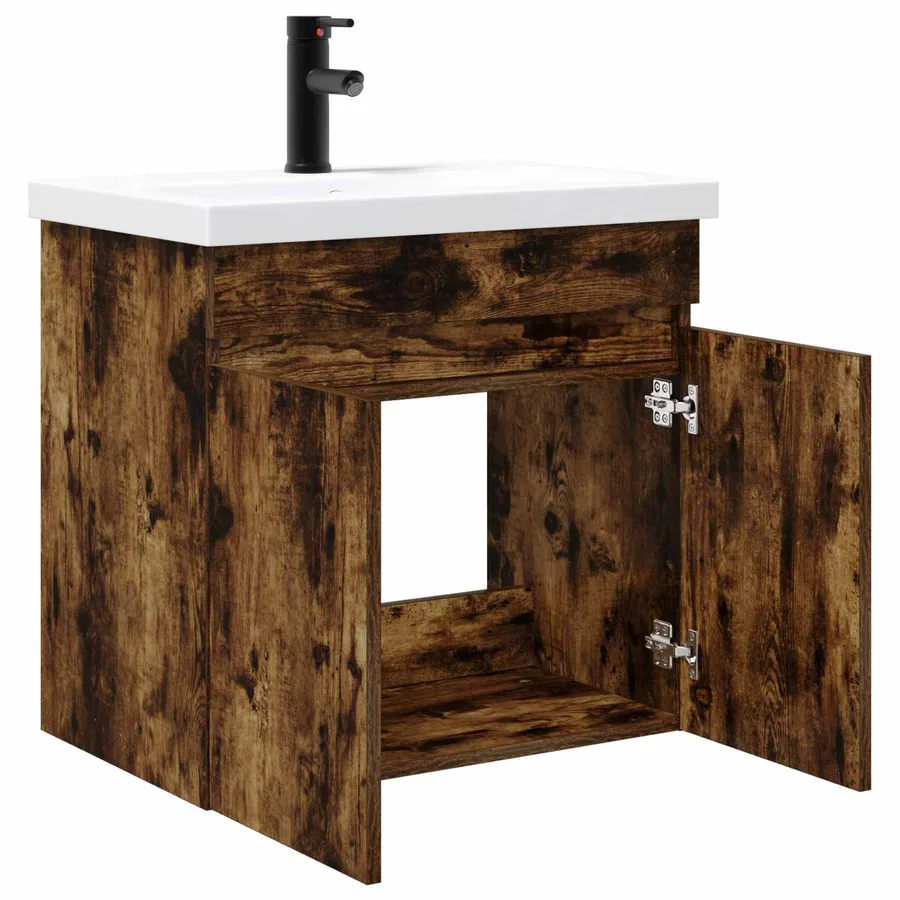 Meuble de salle de bain avec robinet Chêne fumé - 4