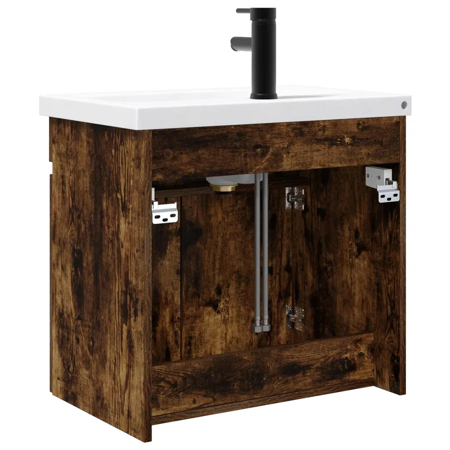 Meuble de salle de bain avec robinet Chêne fumé - 7
